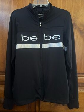 bebe Black Jacket sport with Silver Stripe and White Logo